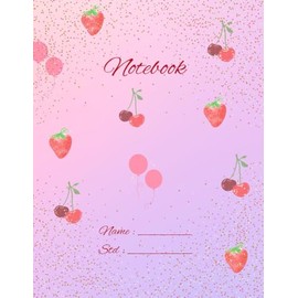 Cute Strawberry & Cherry Glitter Ruled Notebook for Kids