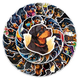 Pack of 50 Rottweiler Dog Stickers Car Laptop Phone Guitar Skateboard Motorcycle Bicycle Rottweiler Stickers Set Vinyl Waterproof Aesthetic Stickers for Teenagers Children Adults