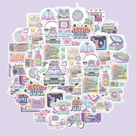 30PCS Retro 80s 90s Aesthetic Pastel Stickers Pack – Waterproof Vinyl Decals for Laptop, Water Bottle, Scrapbook, Skateboard