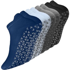 4 Pair Pilates Socks Yoga Socks with Upgarde Grips for Women,Non-Slip Grip Socks for Ballet,Hospital Anti Skid Sock for Women and Men by H HOME-MART