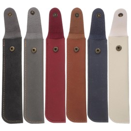 HOMSFOU Fountain Pen Sleeve 6pcs Leather Pen Case Holder Fountain Pouch Crazy Horse Leather Pen Protective Sleeve Cover Roll Wrap Pen Pouch for Ballpoint Pen Fountain Pen Holder