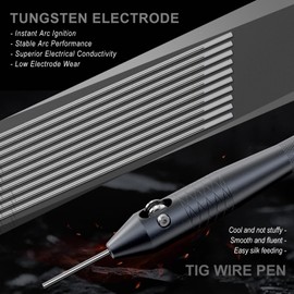 TIG Wire Feeder Pen with 1/16'' × 7'' Gray Ceriated Tungsten Electrodes (10 Pack) | 2% Ceriated for AC/DC TIG Welding | Ideal for Stainless Steel & Carbon Steel | High-Conductivity, Easy to Use