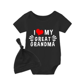 culbutomind Baby Twins Romper I Love My Great Grandma Fun Baby Bodysuit Short Sleeve Gift for Birth Baby Boys Girls Twins Baby Clothing with Hat, Black I Love My Great Grandma, 6 - 9 months
