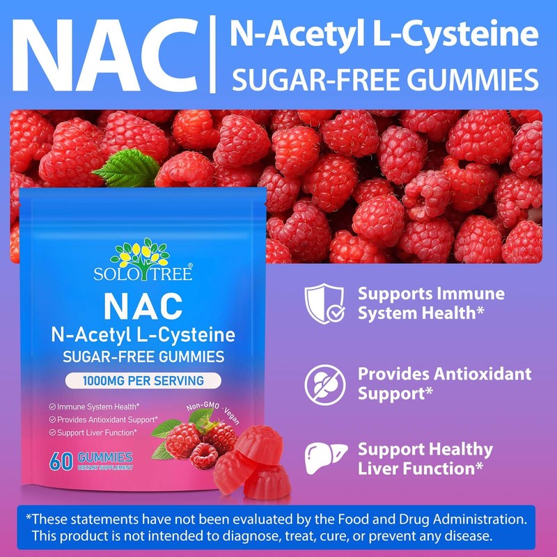 NAC Supplement N-Acetyl Cysteine, Nac Gummies 60pcs, Support Immnue, Liver