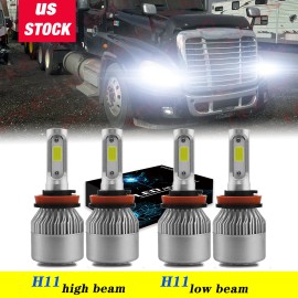 SHENKENUO For Freightliner Cascadia 2008-2016 LED Headlight High Low Beam 4x Bulbs Combo