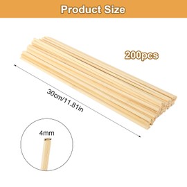 Pack of 200 Cotton Candy Sticks, 300 mm x 4 mm Cotton Candy Sticks, Wooden Sticks for Crafts, Bamboo Sticks for Crafts, Model Making, DIY Crafts, Woodwork