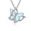 JERWLI Butterfly Necklace for Women 925 Sterling Sliver Opal Pendant