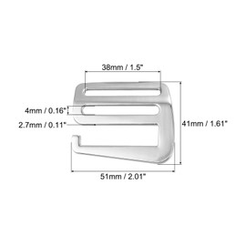 sourcing map 4 x Metal Webbing Strap 1.5 Inch 38 mm G-Hook Sliding Buckle for Backpack Silver Tone, silver