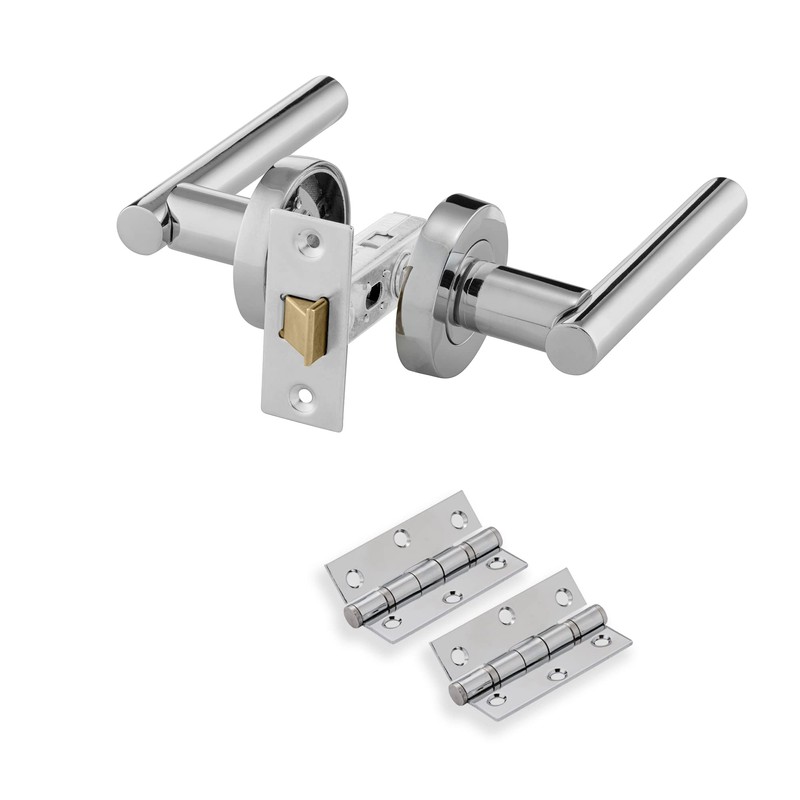 XFORT Polished Chome Liberty Lever On Rose Latch Pack, Complete