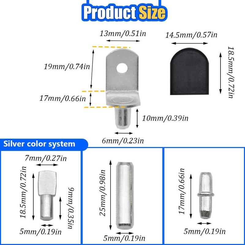 Hocansen Pack of 150 Cabinet Furniture Shelf Pins 4 Models