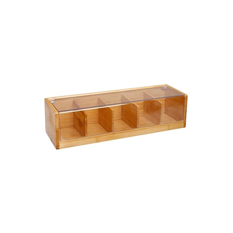 VITA PERFETTA Bamboo Tea Box with 5 Compartments Storage Box