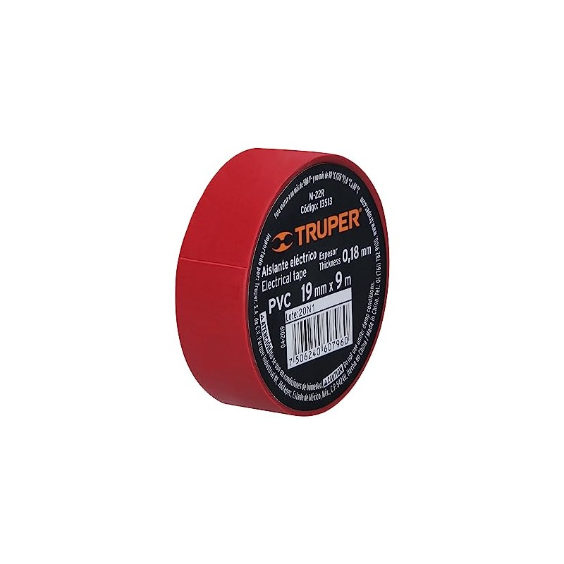 Truper M-22R, Cintas de aislar, 9 m x 19 mm,