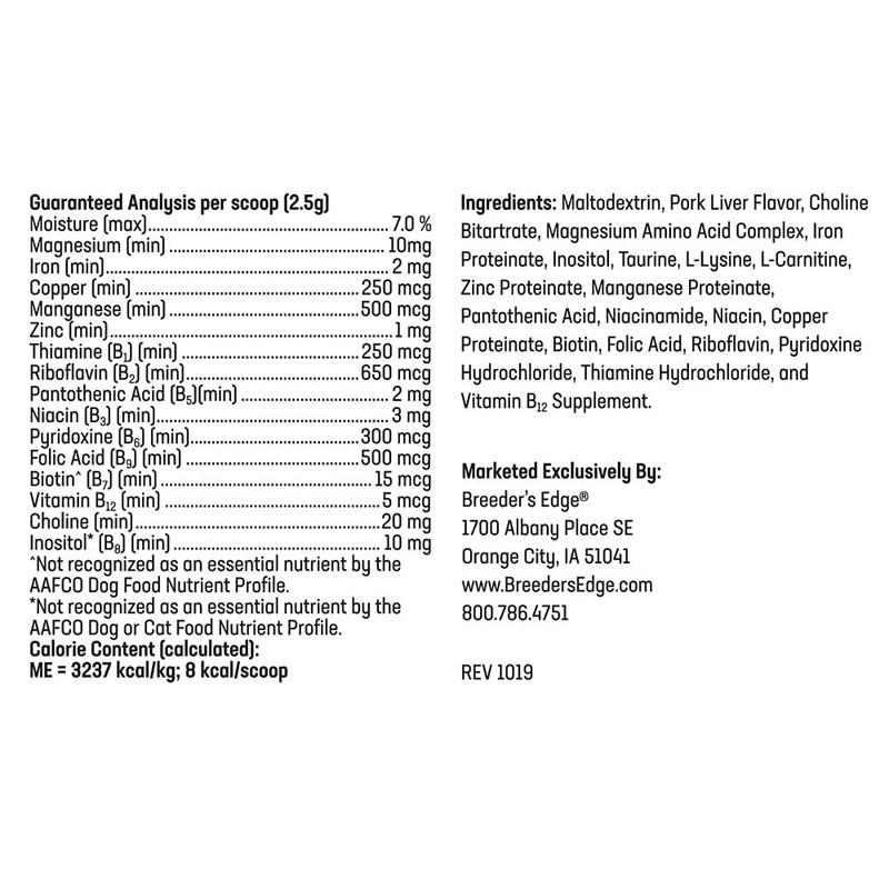 Breeder’s Edge B Strong Powder, B-Complex Vitamin Supplement for Dogs