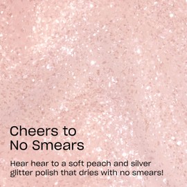 OPI OPI RapiDry Cheers to No Smears | Semi-sheer Soft Peach Glitter Quick Dry Nail Polish | Vegan, Smudge Proof, Fast Drying