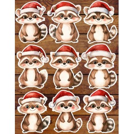 Unbranded Christmas Raccoon Die Cut Vinyl Stickers Set Scrapbooking Laptop Waterbottle