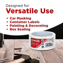 Status Status: IONOS Masking Tape (20metres, 48mm) - 1 Pack/Easy tear, Residue Free, Multi Surface / IONMT48MM1PKX24