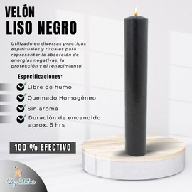 Velón Color Negro 250 grs | Para todo tipo de eventos | Meditación y rituales | 100% de parafina