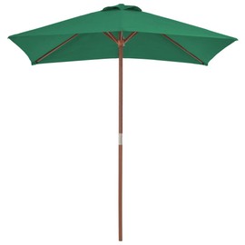 vidaXL Outdoor Parasol with Wooden Pole - UV Protective and Anti-Fade Fabric - Green Outdoor Umbrella for Garden, Terraces, Patio - Easy Assembly