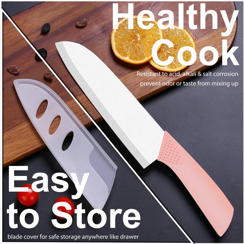 Rynal Ceramic Knife Santoku Knife Meats Fruits Vegetables Knife -