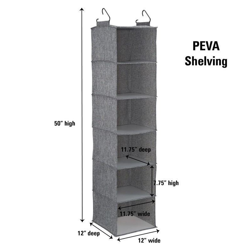 Household Essentials 6 Shelf Hanging Closet Organizer, Hanging Closet Shelf,