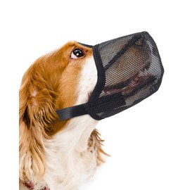 YAYOSUE Dog Muzzle, Soft Full-Covered No Bite Air Mesh Dog Muzzle with Adjustable Straps, Breathable Drinkable Prevent Biting Barking Chewing Licking-S (8¾''-9¾''), Black