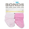 4 x Bonds Baby Super Soft Bamboo Cuff Pink/Grey/White Socks