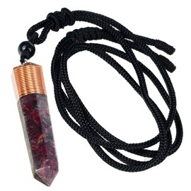 Nupuyai Orgone Healing Crystal Point Pendant Necklace for Women Men, Spiral Hexagonal Faceted Stone Pendant with Adjustable Cord 18-24 Inches, Garnet