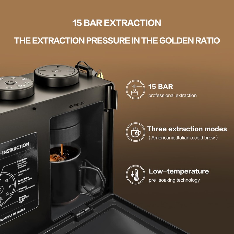 CANDY Portable Espresso Machine with Strap, 3 in 1 Coffee