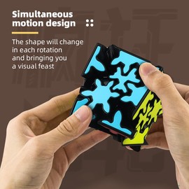 Willking Qiyi Crazy Gear Speed Cube 3x3 QYTOYS 3x3x3 Gear Magic Cube Twisty 3D Puzzle Cube with 360-degree Rotating Three-Dimensional Gear Structure Brain Teaser High Difficulty