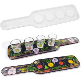ResinWorld Shot Glass Serving Tray Mold, Shot Glass Holder Mold for Resin, 4 Holes Shot ...