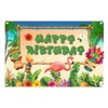 Hawaiian Birthday Background, Summer Beach Flamingo, Hawaiian Party Background, Summer