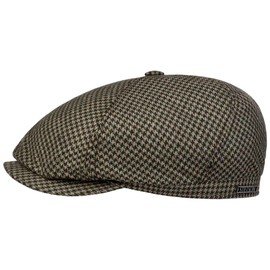 Stetson Silk Houndstooth Flat Cap - Multicoloured Hat in Houndstooth Pattern - Silk Hat with UV Protection - Made in the EU - Men - Spring/Summer, dark green