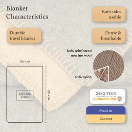 LYHome Merino Wool Blanket, Travel Blanket, Picnic Blanket, Camping Blanket, Military Cuddly Blanket, Bedspread, Fluffy Sheep's Wool Blanket, Sofa Blanket, Outdoor Blanket (130 x 170 cm, Olive Green -