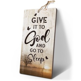 YZEXEZY Bedroom Decor-Give It to God and Go to Sleep Sign12"x6" Rustic Room Ruler Hanging Sign Farmhouse Bedroom Wall Art Decor Christian Religious Decoration Gifts