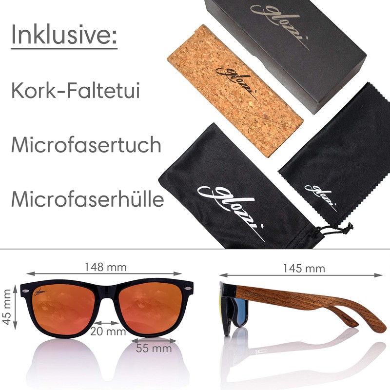 glozzi Walnut Wood Sunglasses Men and Women Polarised UV400 with