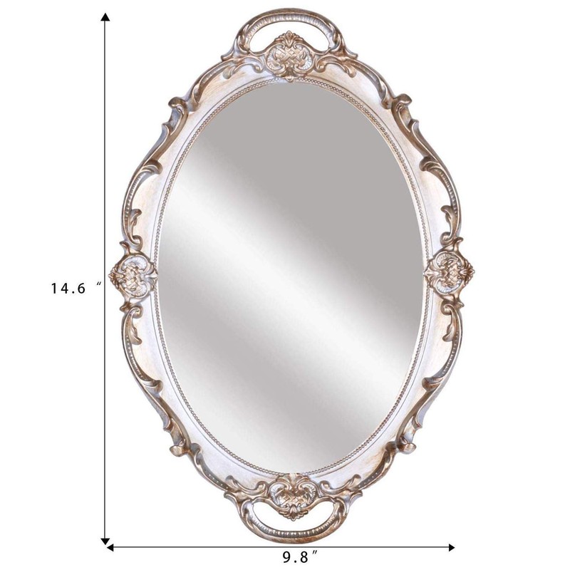Hamphinee Oval Floral Wall Mirror Tray, Dresser Organizer Tray,，Decorative Perfume