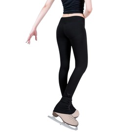 Ice Skating Leggings for Girls Size 11-12 Years Old Black Elastic Soft Teens Flared Pants Bell Bottoms for Kids Ice Sports