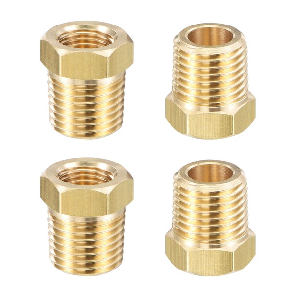 sourcing map Brass Pipe Fitting Reducer Adapter 1/4" BSPT Male