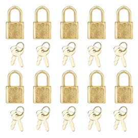 10pcs Mini Cute Diary Padlocks Gold Small Luggage Locks with Keys for Jewelry Boxes Decor