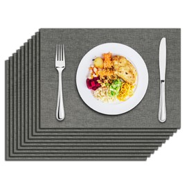 Faux Leather Placemats, PU Table Mats, Set of 10,Waterproof, Stain Resistant,Heat Resistant,Non-Slip Easy to Clean for Kitchen Dining Table,Conference Table (Dark Grey