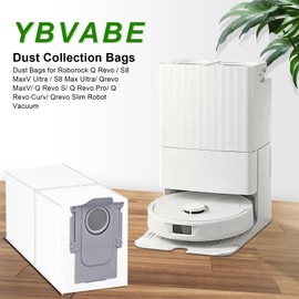 YBVABE Dust Bags for Roborock S8 MaxV Ultra/ S8 Max Ultra/Q Revo/Q Revo S/Qrevo MaxV/Q Revo Pro/Q Revo Curv/Qrevo Slim 15Pack Vacuum Efficiency Activated Carbon - 3L Disposable Bag