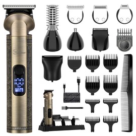 Hatteker Beard Trimmer Kit Professional Barber Zero Gap T Blade Trimmer Nose Electric Razor Ear Torso Facial Trimmer Men Cordless Beauty Kit 8 in 1