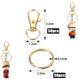 Key Rings Carabiner Hook Small Key Ring Craft DIY Rings Keychains Key Ring Carabiner Hook with Swivel Joint (Gold 100pcs)