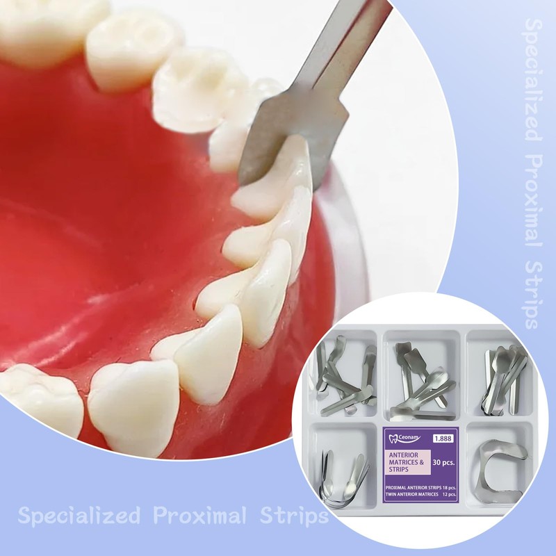 30 Piece Dental Anterior Matrix Kit with Proximal Strips and