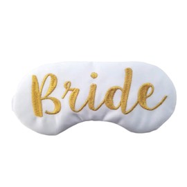 Sleepy Cottage Bride Gold Script Satin Sleep Mask, White
