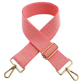 Adjustable 5 cm Bag Straps Wide, Shoulder Strap for Bag, Bag Straps for Changing, Golden Carabiner Shoulder Strap, Shoulder Strap for Women Handbags, Crossbody DIY Accessories (Pink)