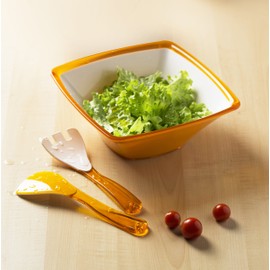 Omada Design Cutlery for Salad, They are Two-Tone and Made of Acrylic (BPA FREE). Length: 21.5 cm, Made in Italy, Dishwasher Safe, Linea Diamond, Red Colours