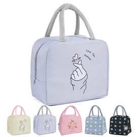 Wylhxyqq Lunch Bag ，Waterproof Portable Lunch Box Bag, Reusable Lunch Cooler Bags, Insulated Lunch Bags,for Women, Men, Kids and Students Travel Work Picnic Office and School (Love Purple)