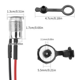 YACSEJAO 4Pack DC-099 DC5521 Jack Cord 10A DC 5.5 x 2.1MM Female Socket Threaded Mount Connector Adapter Cable with Waterproof Cover Cap (A)