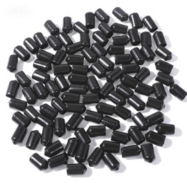 TIESOME Pack of 100 Rubber End Caps, Round Flexible End Caps, Rubber End Caps, 9.5 mm Inner Diameter, Round Protective Caps, Screw Thread Protection, Round Tube for Screws, Pipes, Cable, Black